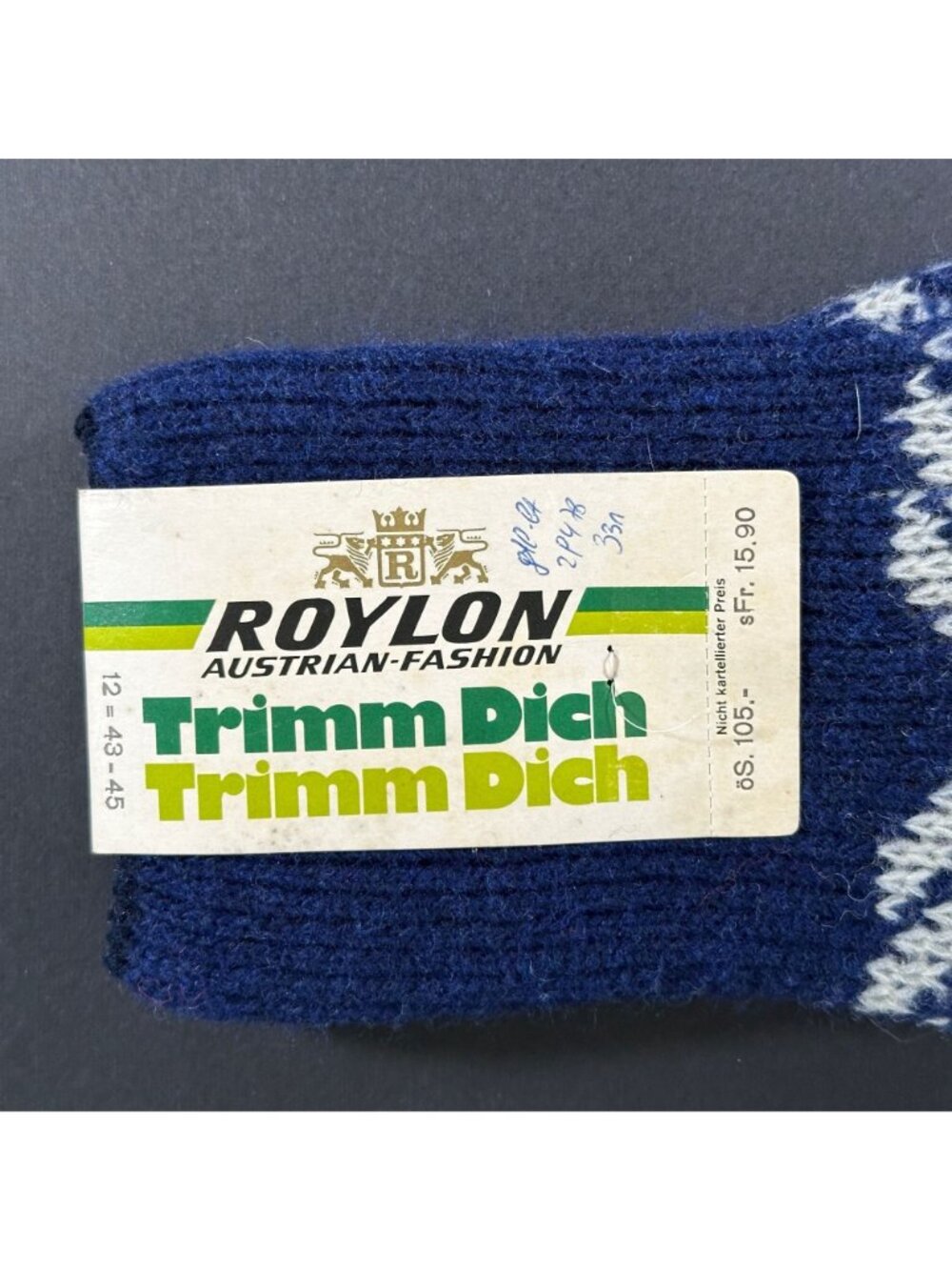 VTG 70s Deadstock ROYLON AUSTRIAN SLOUCH SOCKS Ribbed Knit Trimm Dich Sz 12 NOS - Picture 2 of 6